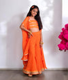 Pre-Order: Orange Crop Top Sharara Set with Cape