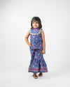 Pre-Order: Flower printed Blue Top with Sharara