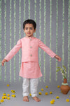 Pre-Order: Pink Embroidered Nehru Jacket Set