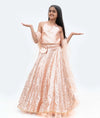 Pre-Order: Peach Sequins Embroidery Lehenga Choli Set