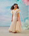 Pre-Order: Girl Embroidered Skirt Set- Beige