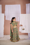 Pre-Order: Green Kalamkari Lehenga Set