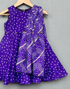 Pre-Order: Purple Bandhani Print Dress with Attached Dupatta