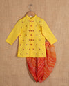 Pre-Order: Yellow Bootis Kurta with Bandhej Dhoti