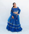 Pre-Order: Blue Embroidered Lehenga Set