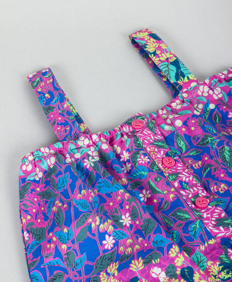 Multifloral Coord Set with Front Opening and shoulder Straps