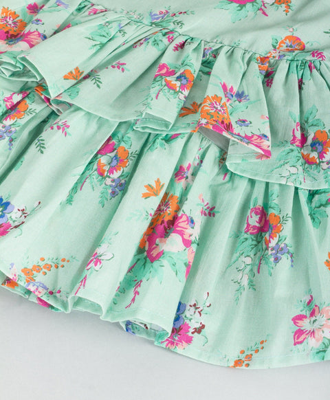 Mint Green Floral Pint Co-ord Set with Shoulder Straps