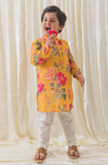 Boys Budding Hero Kurta Pyjama Set - Yellow