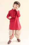 Pre-Order: Boy Classic Shiny Dhoti Set - Maroon