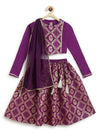 Pre-Order: Girl Regal Brocade Lehenga Set - Purple