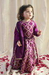 Pre-Order: Girl Regal Brocade Lehenga Set - Purple