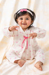 Pre-Order:Unisex Bow Print Jhabla Set-White