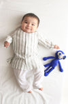 Pre-Order: Unisex Cityscape Stripes Baby Kurta Set - Grey