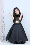Pre-Order: Sequence Blouse with Fur and Lehenga with cut work