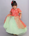 Pre-Order : Peach and Green Lehenga Set