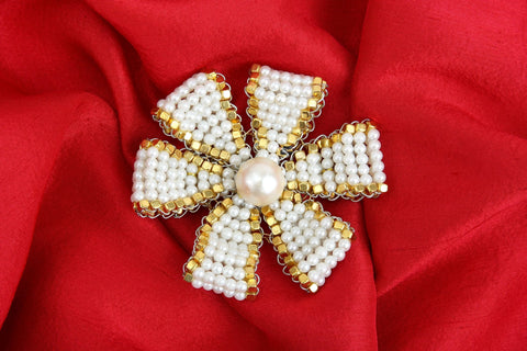 Pre-Order:  White/Gold Pearl Embellished Pin