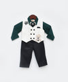 Pre Order: Green Shirt and Off white Waist Coat with Pant