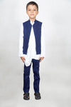 Pre-Order: Drape Shirt With Half Jacket and Pant Set