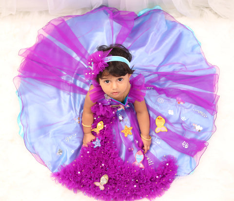 Pre-Order: Under Water Theme Purple And Blue Gown