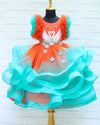 Pre-Order: Swan Theme Tangerine Orange And Aqua Blue Color Gradient Swirled Gown