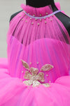 Pre-Order: Pink And Lavender Halter Neck Feather Frill Gown
