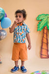 Pre-Order: Animal Kingdom Printed Shirt and Pant Set with Bow tie.