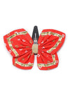 Printed Bandhani Butterfly Hairclip-Red