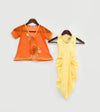Pre-Order: Yellow Dhoti Jumpsuit with Orange Leheriya Jacket