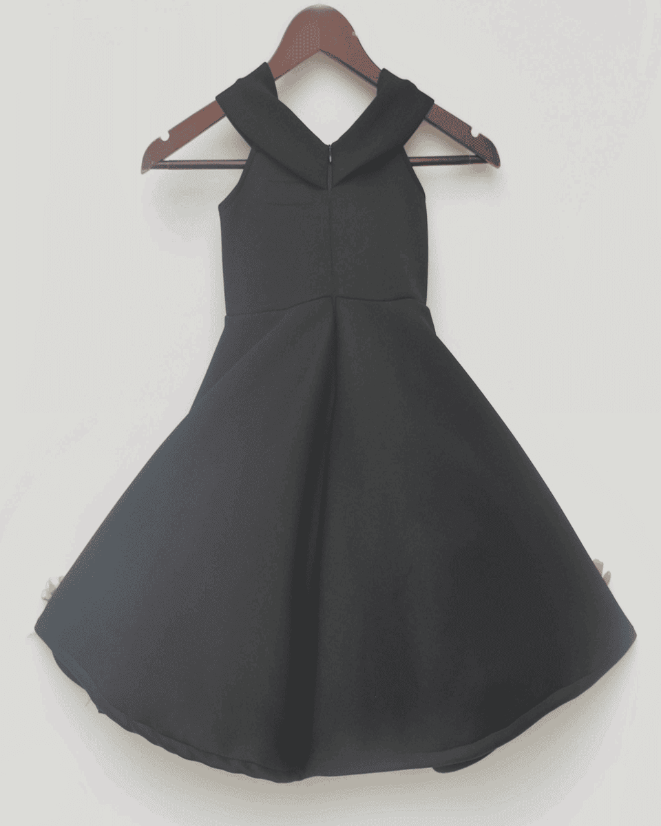 blue dress for baby girl Little Creative Factory Black Neoprene Ruffle Dress – Ladida