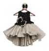 Pre-Order: Black & Grey High Low Frock with Flower Embroidery on Yoke