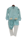 Pre-Order: Blue Embroidery Nehru Jacket Set