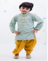 Pre-Order: Blue Zik Zak Gota Kurta & Yellow Dhoti