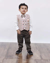 Pre-Order: Dusty Brown Check Waist Coat with White Shirt and Pant