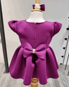 Pre-Order: Purple Neoprene Dress with Gold Floral Applique