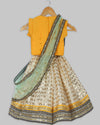 Pre-Order: Yellow Choli Off-White Lehenga with Dupatta