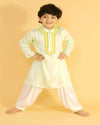 Pre-Order: Pastel Green Kurta with Neck Embroidery and Salwar