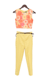 Pre-Order: Multi Colour Crop Top with Yellow Pant & Long Shrug