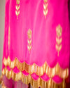 Pre-Order: Hand Embroidered Zari work Fuchsia Pink and Green Sharara Kurta