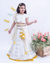 Pre-Order: Off-White Thread and Gota Embroidery Lehenga Choli Set