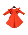 Pre-Order: Orange Lycra Dress with Multi Colour Flowers