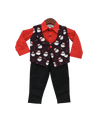 Pre-Order: Santa Claus Print Waist Coat with Pant & Shirt