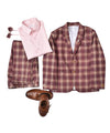 Pre-Order:Maroon Check Suit with Pink Shirt and same Bowtie