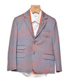 Pre-Order:Blue Check Suit with Orange Detailing & Orange Stole