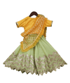 Pre-Order: Yellow Choli with Pista Green Gota Lehenga