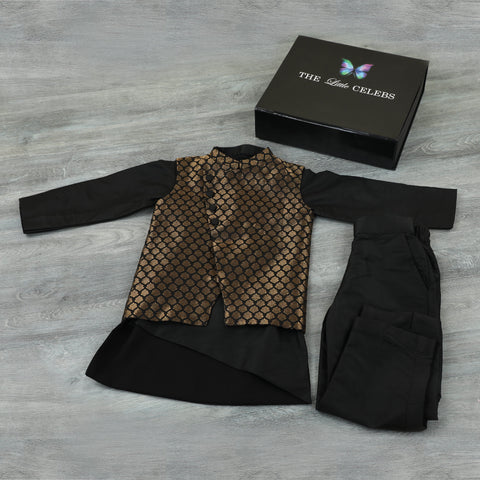 Pre-Order: 3 PIECE KURTA N WAISTCOAT