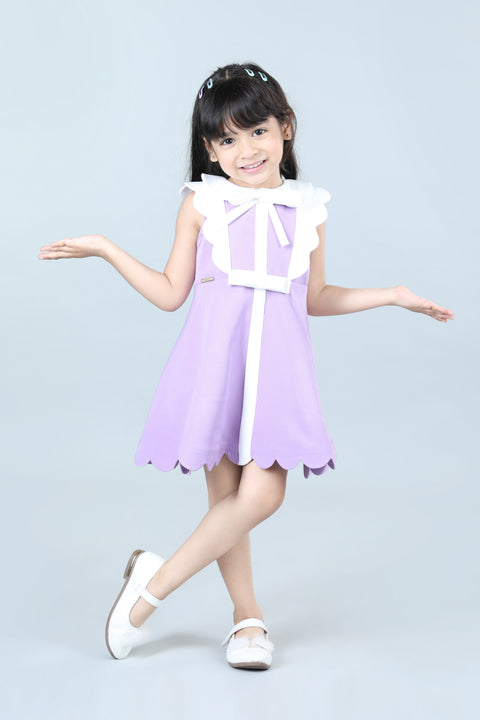 Pre-Order:  Lilac Colour Dress with Bow and Scalloping