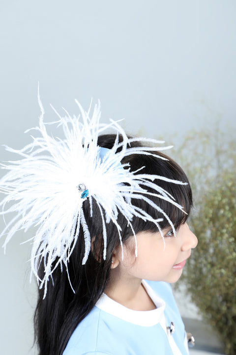 Pre-Order: Ice-Blue Coat Dress with Buttons Detailing & Hair Accessory