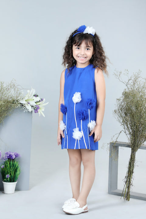 Pre-Order: Straight Dress with Net Flower Detailing