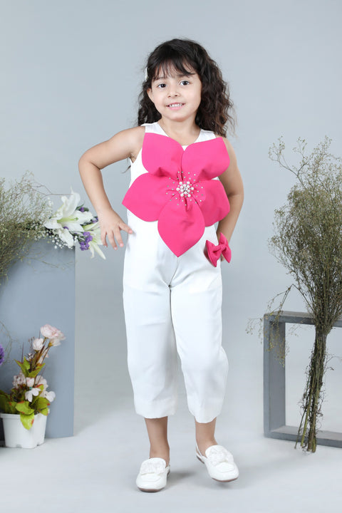 Pre-Order: Jumpsuit with 3D Flowers Embellished with Stones