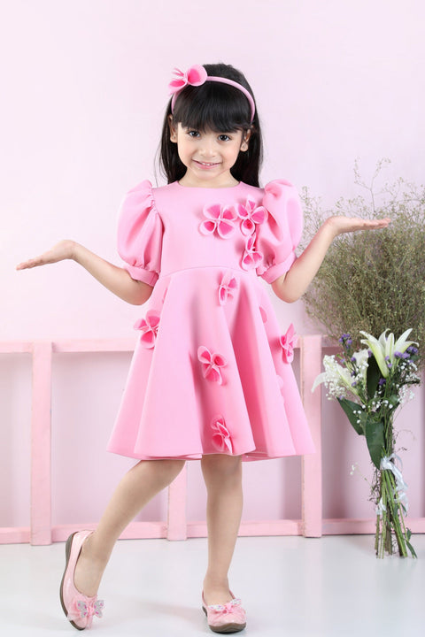 Pre-Order: Flare Dress with 3D Flowers and Hair Band